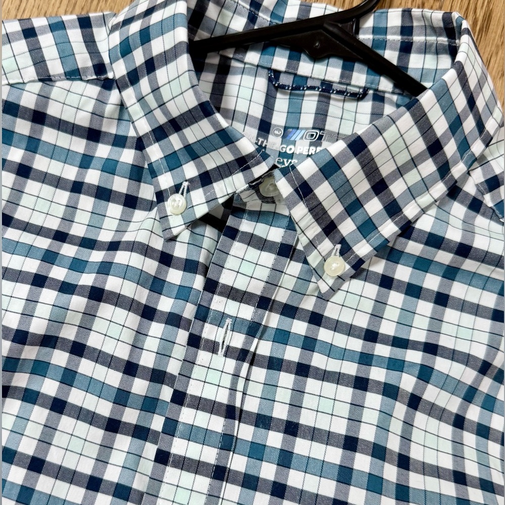 Vineyard vines Men's Classic Plaid Shirt - white, navy blue/green